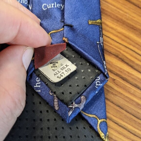 VINTAGE MUSEUM ARTIFACTS silk tie navy corkscrew collection - Picture 7 of 9